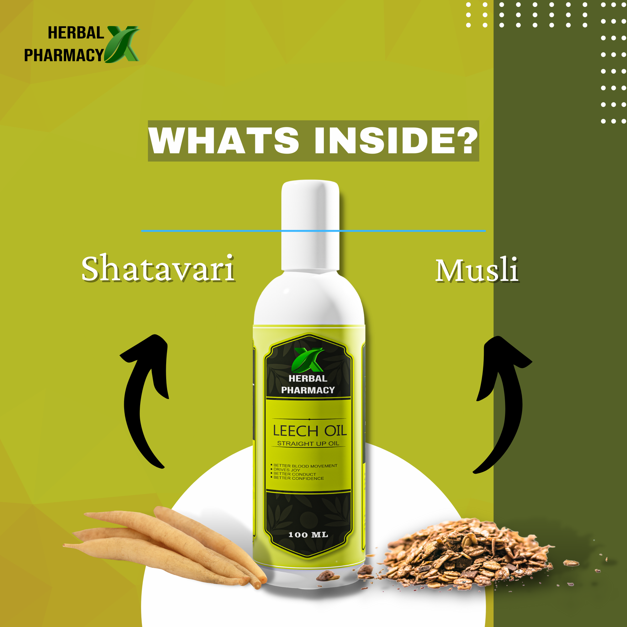 Herbal Pharmacy LEECH OIL And X-FORCE POWDER with Gokhru, Musli, Shatavari