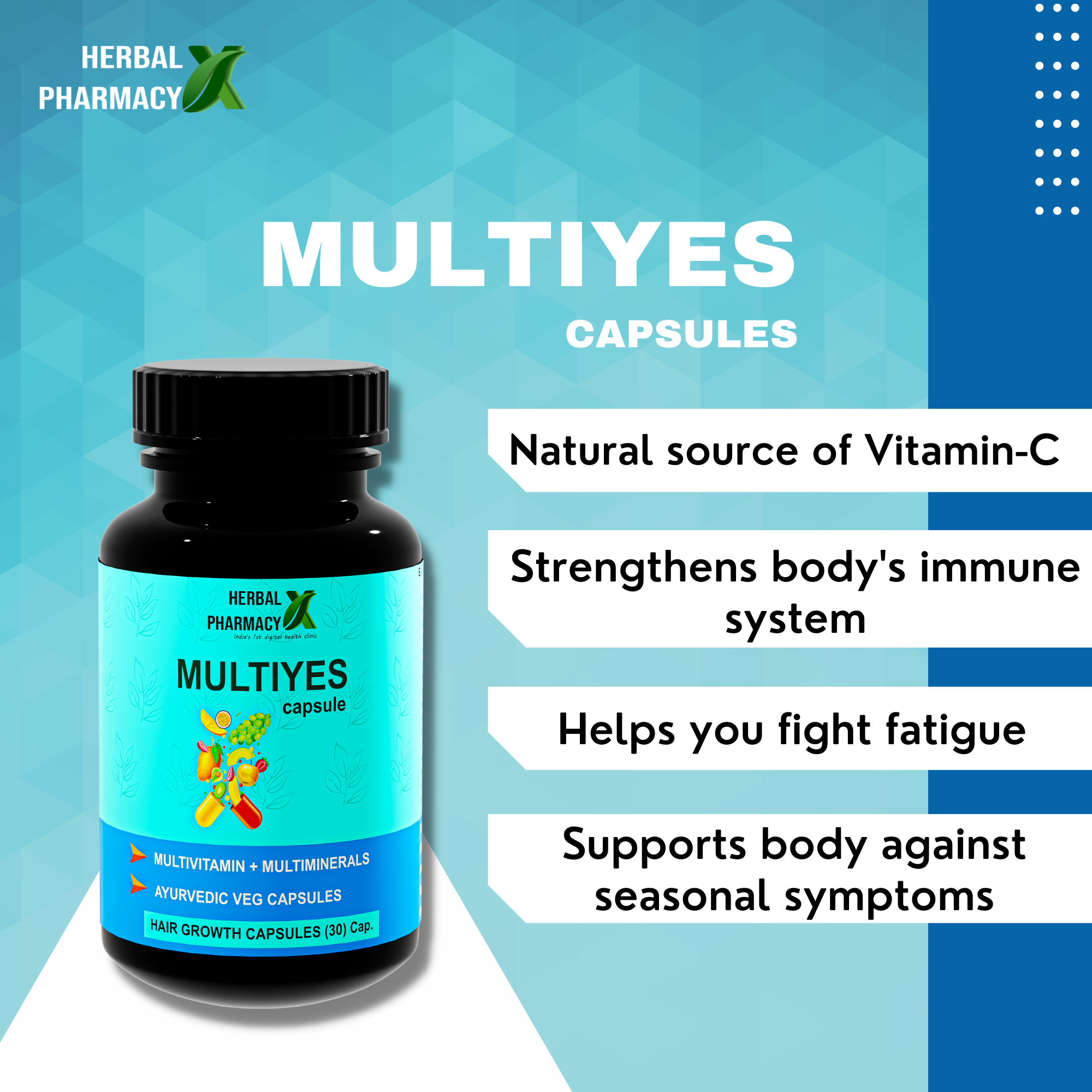 Herbal Pharmacy MULTIYES Daily Multivitamin, for Enhanced Energy, Stamina & Gut Health