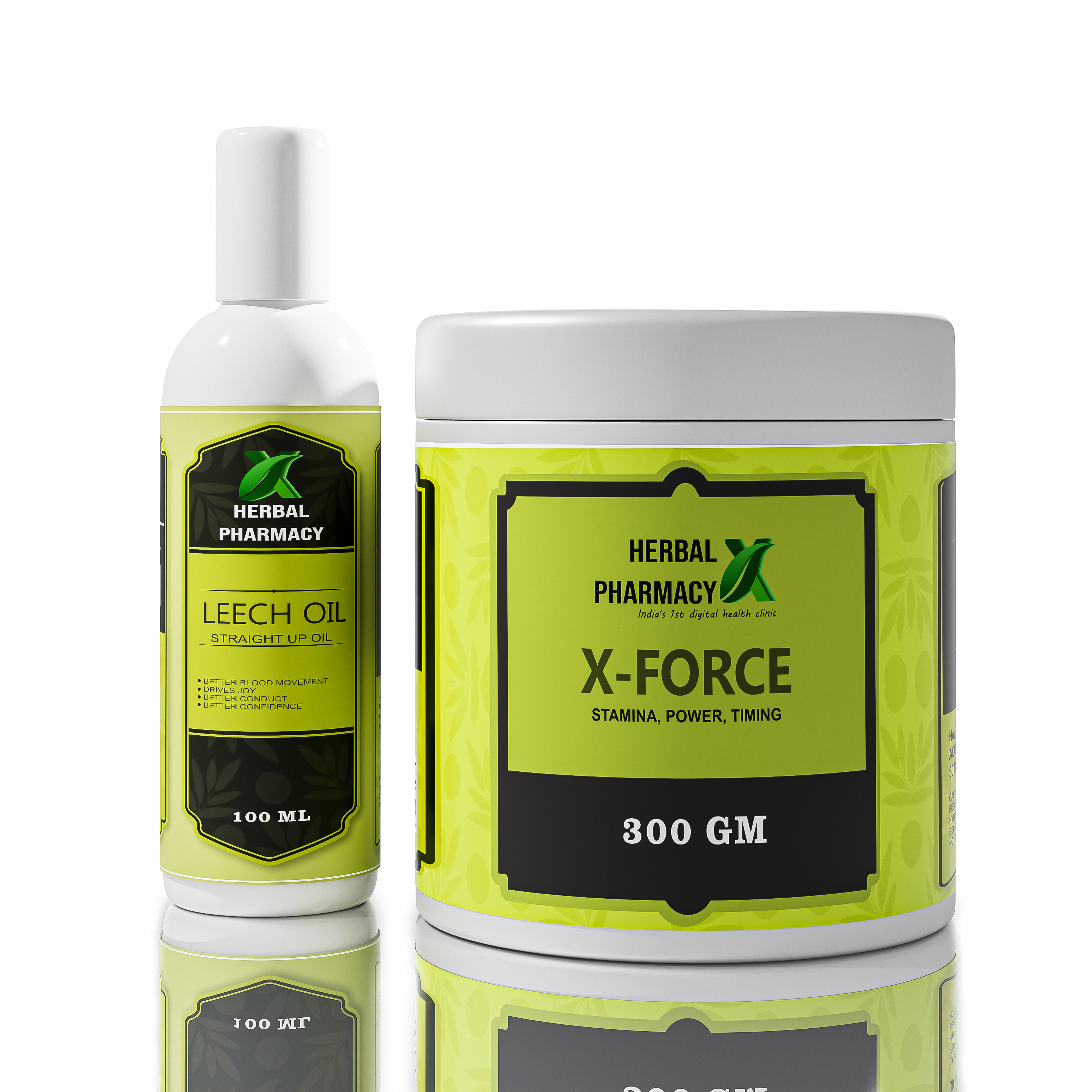 Herbal Pharmacy LEECH OIL And X-FORCE POWDER with Gokhru, Musli, Shatavari