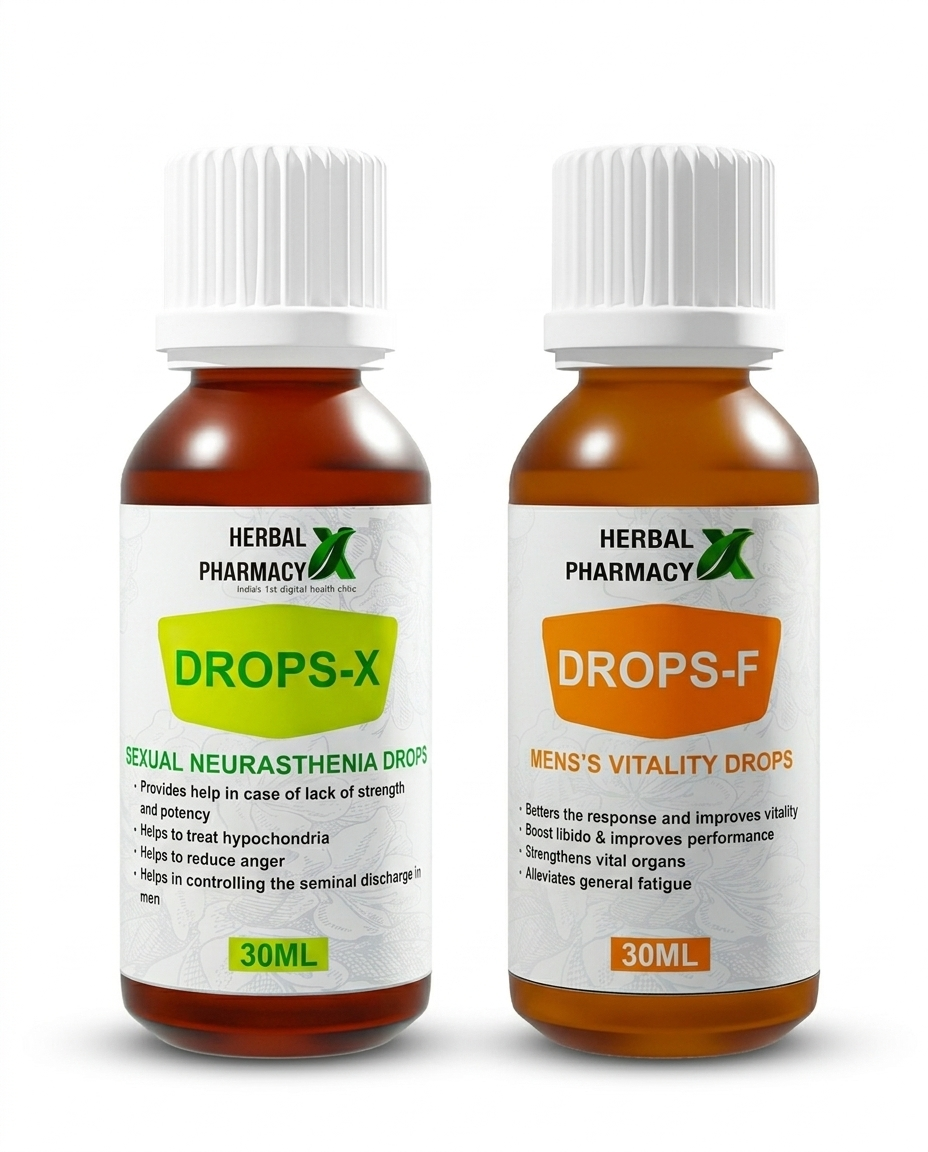 DROPS-X + DROPS-F Combo – मर्दाना ताकत और आत्मविश्वास का हर्बल समाधान